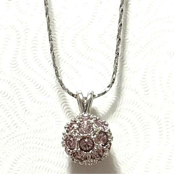 Pink Crystal Ball Necklace - Picture 2 of 3